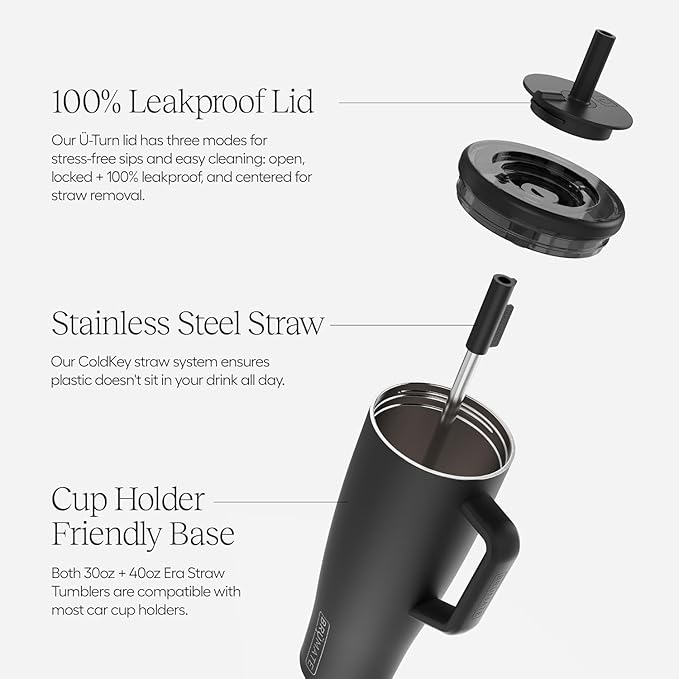 BrüMate Era 30 oz Tumbler with Handle and Straw | 100% Leakproof Insulated Water Bottle Tumbler with Lid and Flexible SoftSip Straw | Made of Stainless Steel | Cup Holder Friendly | 30oz (Houndstooth) - Bloomnest