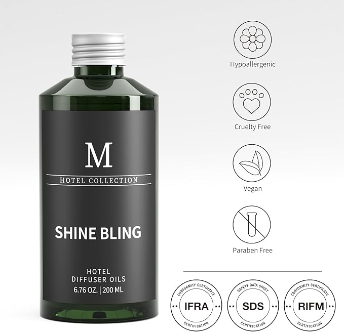 Hotel Collection Diffuser Oil- 6.76 Fl Oz/200ML-Shine Bling,Luxury Essential Oils for Diffuser Refill & Machines,Bigger Bottle, Bolder Aroma, Longer Lasting - Bloomnest