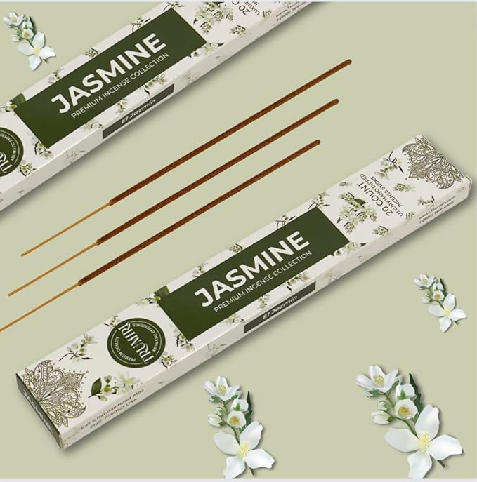 Jasmine Incense Sticks - Total 40 Insence-Sticks - Dual Pack of 20 Insense - Inciensos - Inscents - Natural Non Toxic Ingredients - Incents - Incence - Inscense - Insents TRUMIRI