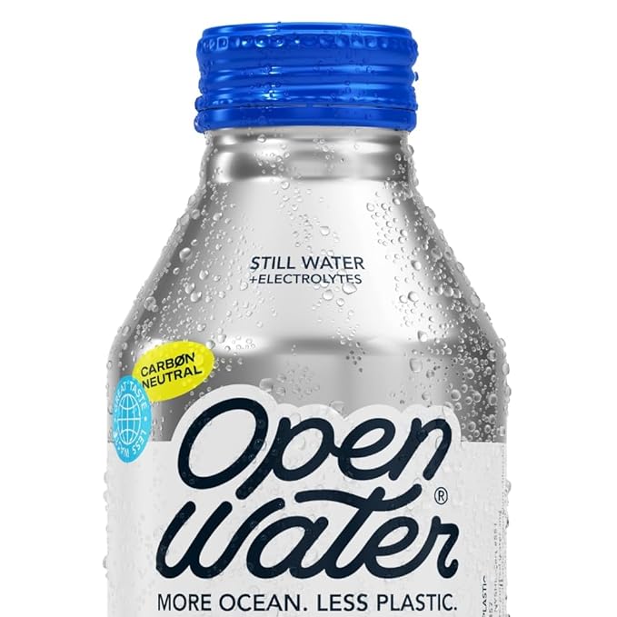 Open Water Still Bottled Water with Electrolytes in 16-oz Aluminum Bottles (6 Cases, 72 bottles - Still) | BPA-free and Eco friendly