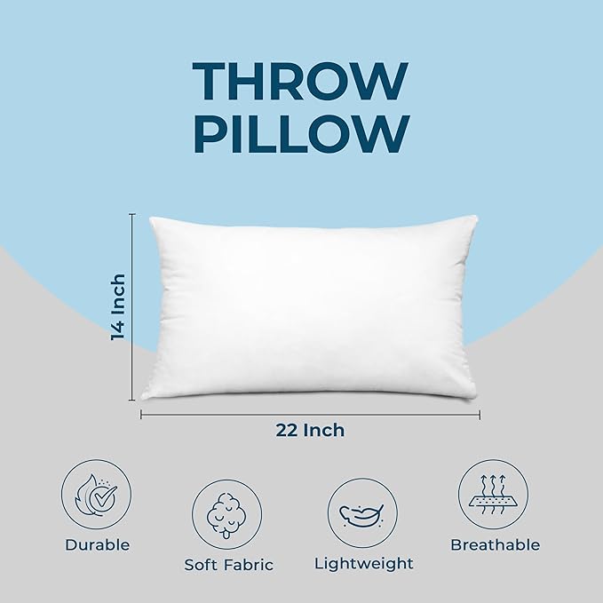 Utopia Bedding Throw Pillows (Set of 4, White), 14 x 22 Inches Pillows for Sofa, Bed and Couch Decorative Stuffer Pillow - Bloomnest