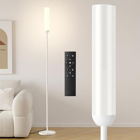 LED Floor Lamp with Remote Control, 65" Standing lamp with Stepless Adjustable 3000K-6500K Colors & 5%-100% Brightness, Foot Switch(White) - Bloomnest