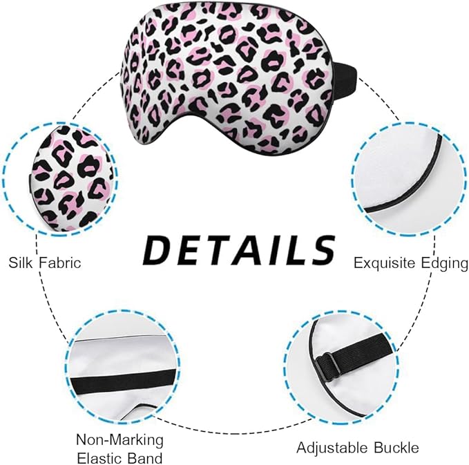 Leopard Eye Mask Sleeping Mask Pink Black Leopard Print Animal Sleep Masks Silky Soft Eye Cover for Women Men Shading Blindfold for Air Travel Sleeping - Bloomnest