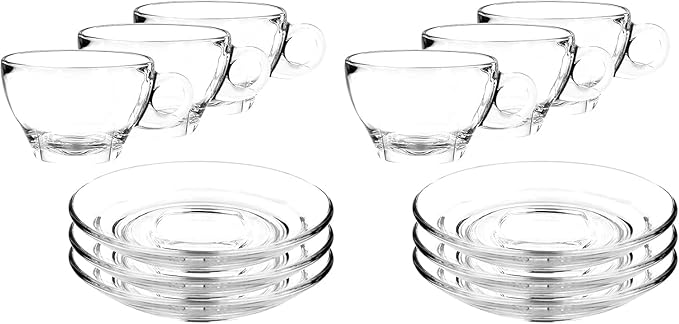 LEMONSODA Clear Large Glass Coffee Mug with Handles for Hot Beverages, Clear Mugs for Espresso, Tea, Cappucino, Latte, Juice (8.75 oz, 10.5 oz, 12 oz) (8.75 oz, Set of 6) - Bloomnest