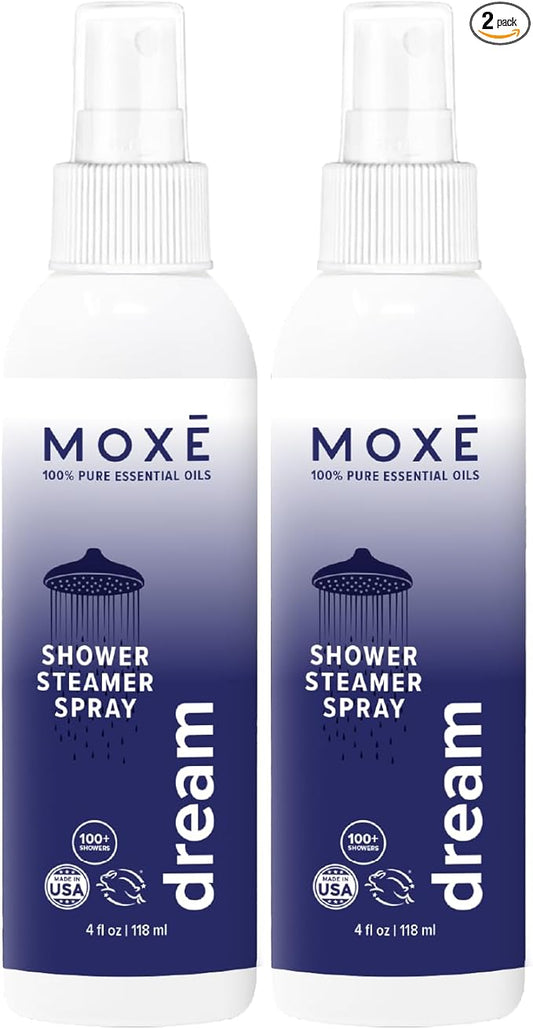 MOXĒ Dream Lavender & Chamomile Shower Steamer Spray, 100% Natural Certified Essential Oils, Bath Relaxation, Made in USA, 4 Ounces (2 Pack) - Bloomnest