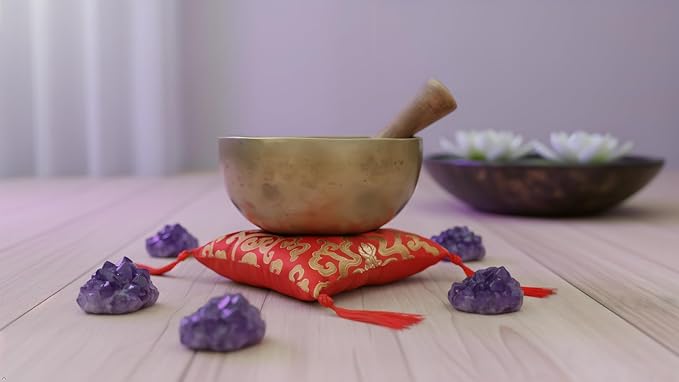 Handcrafted Tibetan Singing Bowl Set – 7" Sound Bowl for Meditation, Sound Healing & Yoga – Healing Instrument with Wooden Striker & Cushion – Authentic ArtsOfIndia