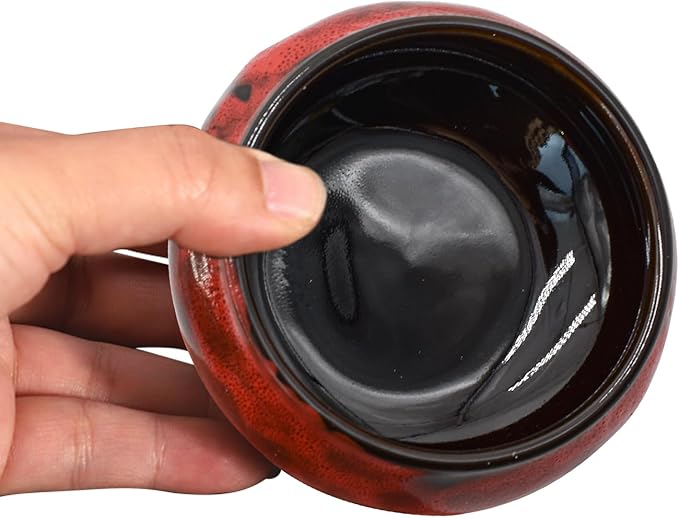 MrMrKura Ceramic Incense Burner with Lid, Incense Holder for Sticks Incense Cone Holder with Brass Incense Stick Holder for Yoga Meditation Home Decor (Fambe Red) - Bloomnest