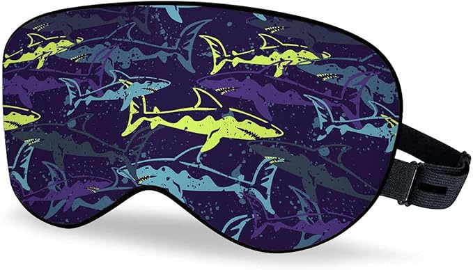 Creative Sharks Sleep Eye Mask Abstract Underwater Colorful Bright Men Women Sleep Mask with Adjustable Strap Eye Cover Eye Shade for Travel, Nap,Meditation - Bloomnest
