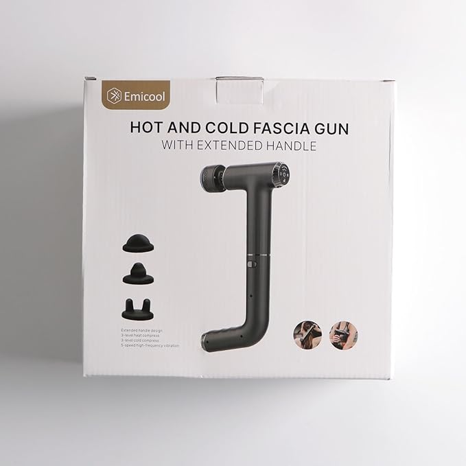 2 in 1 Mini Massage Gun with Extended Handle, B361 Hot and Cold Deep Massager Tissue Back Massage for Athletes for Pain Relief, Handheld Muscle Massager with Carry Case &Silent Brushless Motor - Bloomnest