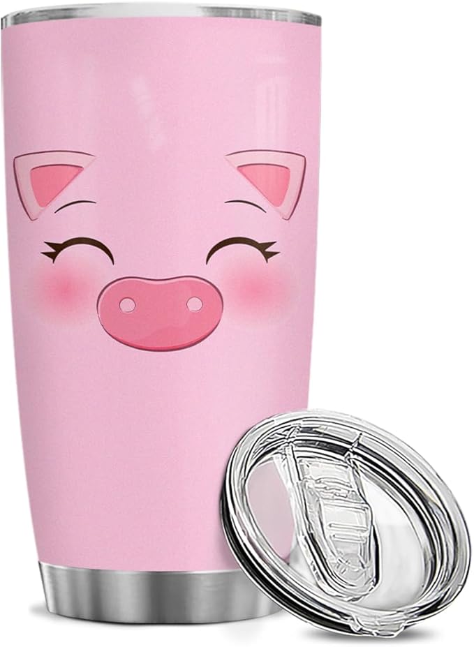 winorax Pig Tumbler for Pigs Face Tumblers Cup with Lid 20oz Travel Mugs Funny Gifts for Pig Animal Lovers Kids Women Girls Farmgirl Birthday Christmas Xmas Presents - Bloomnest