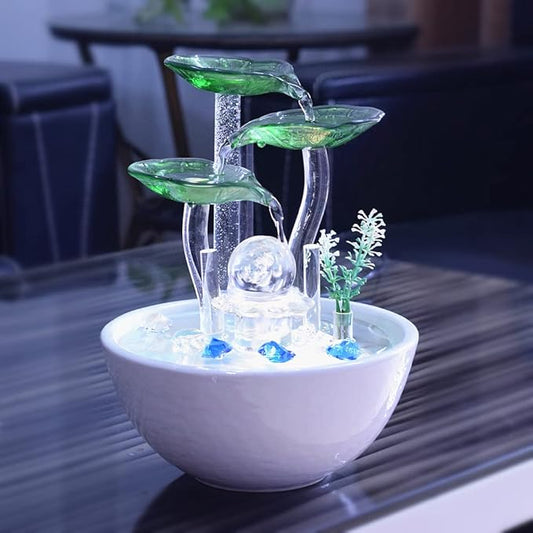 Ceramic Tabletop Desktop Modern Fountain with Ball for Indoor Table Desk Office and Home Decoration White - Bloomnest