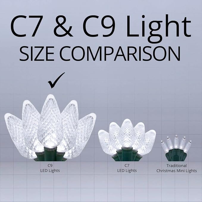 echosari 25 Pack C9 LED Replacement Christmas Light Bulbs, 0.8W UL Listed Commercial Grade Holiday Bulbs, C9/E17 Candelabra Base Sockets (Cool White) - Bloomnest