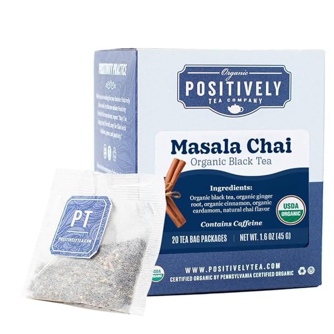 Organic Positively Tea Company, Masala Chai Black Tea Bags, 20 Count - Bloomnest