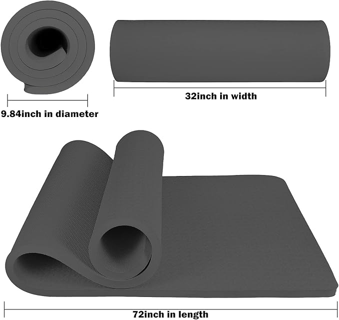 Hatha Yoga 4/5 inch TPE Yoga Mat Fitness & Exercise Mats Large Size 72"L x 32"W Non-Slip Anti-Tear For Women Men - Bloomnest