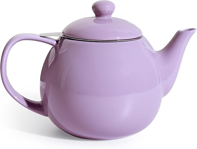 Sweese Teapots for Tea, 27 oz Porcelain Tea pot with Removable Stainless Steel Infuser, Tea Pots for Loose Tea - Purple - Bloomnest