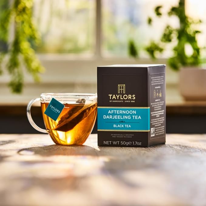 Taylors of Harrogate Afternoon Darjeeling, Black Tea, Individually Wrapped Bags 20 Count (Pack of 6), Delicate, Sweet & Floral, Caffeinated, Enjoy Hot or Iced, 120 Teabags Total - Bloomnest
