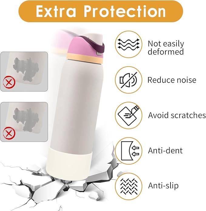 2PCS Silicone Water Bottle Boot, Compatible with Owala 24oz 32oz 40oz, Protective Anti-Scratch & Anti-Dent No Noise Sleeve Cover for FreeSip/Twist/Flip Water Bottles (Daybreak, 40oz) BKBY