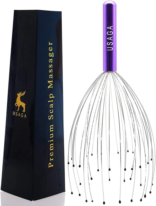 USAGA 36 Fingers Head Massager Scalp Massager Head Scratcher, Stocking Stuffers Gift for Scalp Body Relaxing (Purple) USAGA