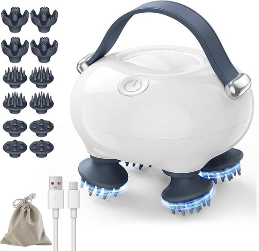 Scalp Massager, Head Massager Scalp with Tangle-Resistant Design, Portable Head Massager, Hair Massagers with 12 Massage Heads, 3 Modes, Mothers Day Gifts, Father Day Gifts for Mom, Dad IOOKNA