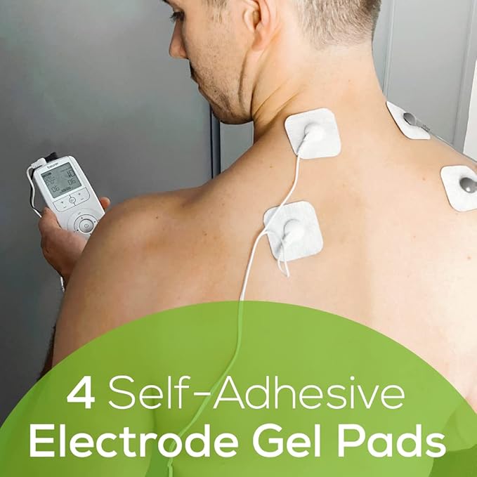Beurer EM44 TENS Unit Muscle Stimulator with 50 Intensity Levels for Muscle Pain Relief, Muscle Stimulator Includes 4 Electrode TENS Pads, Belt Clip, and Batteries with Tens Machine BeurerNorthAmerica