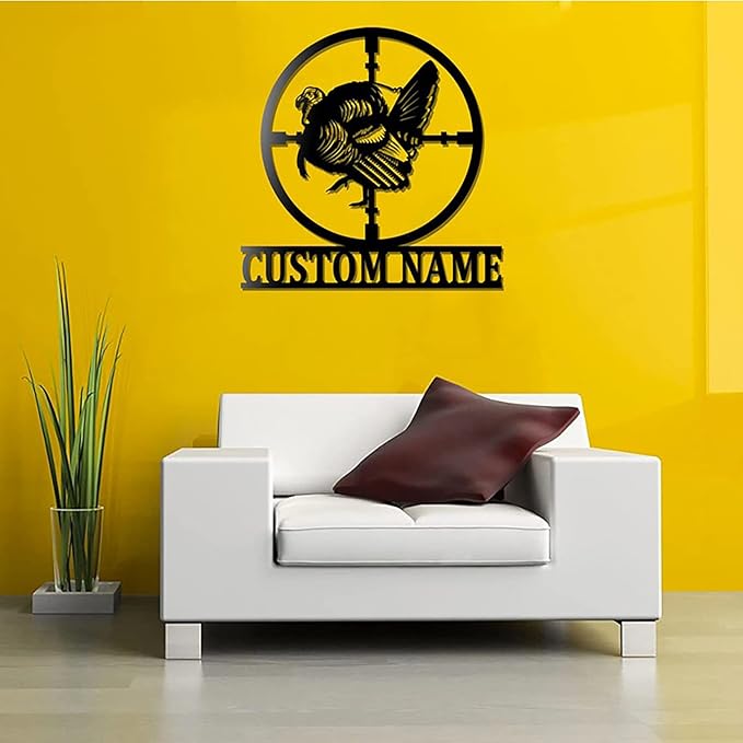 Lovely POD Personalized Hunting Metal Sign, Hunting Art, Custom Turkey Hunting Metal Wall Art Led Light, Personalized Hunter Name Sign Decoration for Home, Turkey Hunting Home Decor Housewarming - Bloomnest