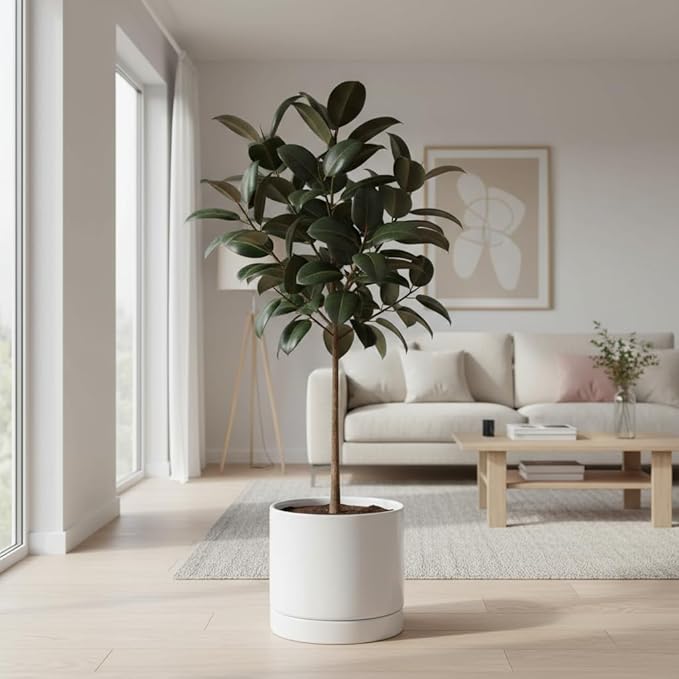 Aveyas 10 inch Ceramic Planter Pot with Drainage Hole and Saucer - Suitable for Indoor and Outdoor Use, Modern Planters for House Garden Flower Tree Snake Monstera Plants (10", Glossy White) - Bloomnest