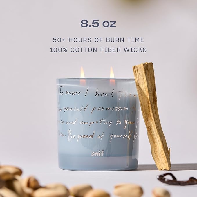 Heal The Way Luxury Scented Candle by Snif, Gourmand and Ambery, Warm and Calming Candle, 50+ Hours, 100% Cotton Fiber Wicks, Soy Wax Blend, Non-Toxic, Vegan, 8.5 oz - Bloomnest