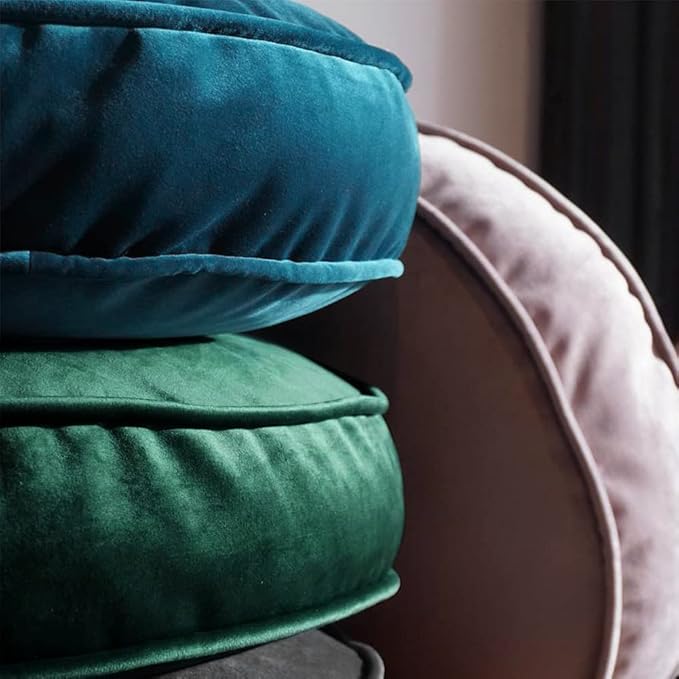 Round Floor Pillow Cover Velvet Throw Seating Pouf Yoga Meditation Cushion Plush Case Reading Room Decor Cover Only (19.7IN, Green) - Bloomnest