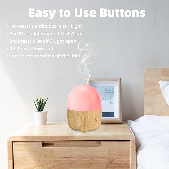 150ML Rechargeable Battery Essential Oil Diffuser, Portable Cordless Aromatherapy Diffuser with 7 LED Color Changing Lights, for Bedroom, Office, Outdoor - Bloomnest