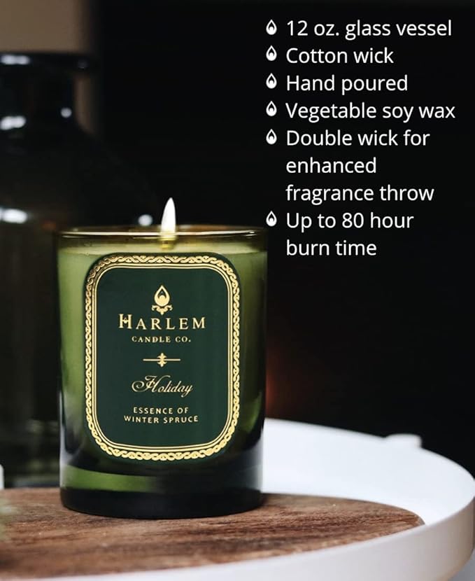 Harlem Candle Co. Holiday Luxury Candle, 11 oz Glass Jar, Double Wick, Soy Wax, Gift Box, Wild Berry, Rose, Absinthe, Angelica, Strawberry Musk, and Birchwood, 80 Hour Burn - Bloomnest