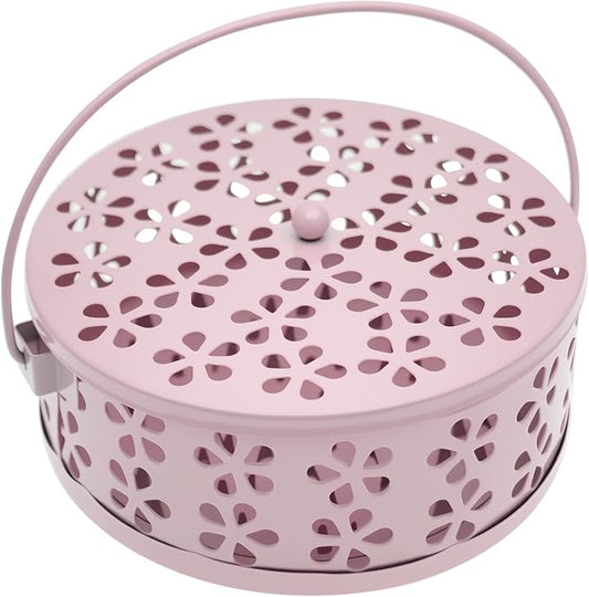 1pcs Mosquito Coil Holder Retro Incense Coils Holder Portable Incense Burner Holders with Handle for Home Camping Indoor Outdoor Patio (Pink) - Bloomnest