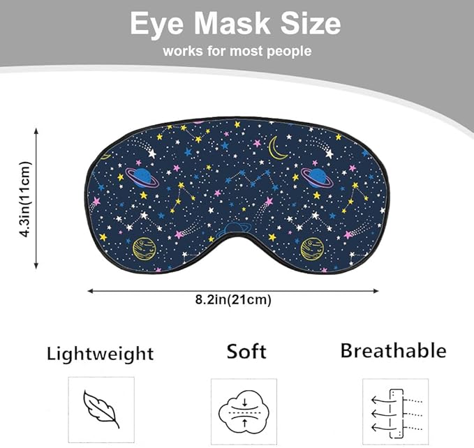 Space Planets Sleep Mask Eye Mask Comets Constellations Stars Night Sky Astronomical Colorful Sleep Mask Adjustable Smooth Soft Eye Masks for Women Deep Rest Travel - Bloomnest