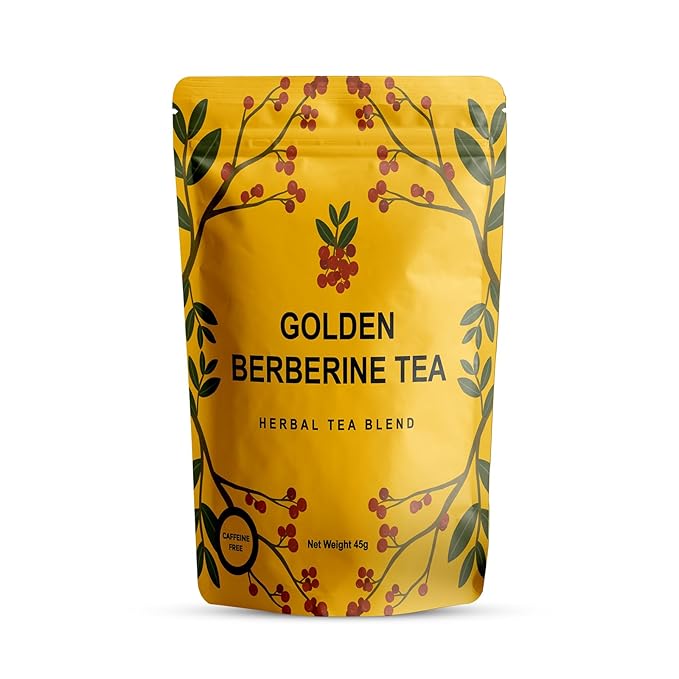 Berberine Tea 45g Natural Organic Caffeine-Free Blend Non-GMO Herbal in Plastic-Free Stand Alone Pouch Delicious Antioxidant for Immune Support - Bloomnest
