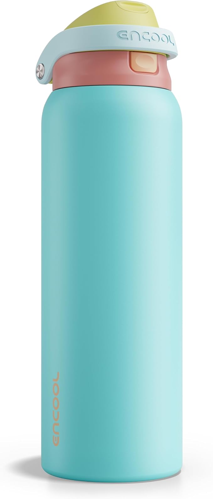 ENCOOL Leakproof Insulated Water Bottle with Straw Dual-Sip Water Bottle Bag-Safe Design for Work, Commute & Gym – Keeps Drinks Cold All Day, 40 oz, Orange-Reef Blue ENCOOL