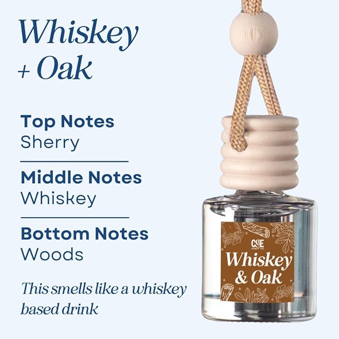 CANDECraftCo Car Air Hanging Fragrance Oil, Car Auto Freshener for Essential Oils, Scents Fragrance Aromatherapy Automobile Diffuser, Long Lasting (Bourbon Vanilla + Whiskey Oak) - Bloomnest