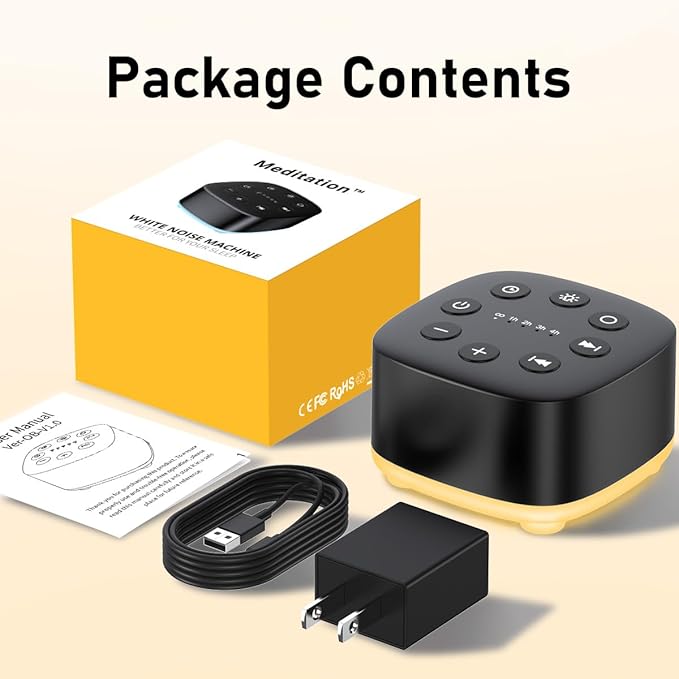 Meditation White Noise Sound Machine 30 Soothing Sounds with 32 Volume Control 12 Night Light 5 Timers Portable Sleep Machine for Travel Powered by AC or USB Sleep Therapy for Baby Kids Adults (Black) - Bloomnest