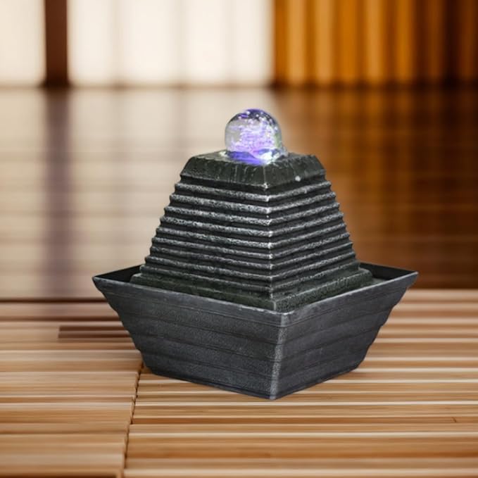 Tabletop Water Fountain, Waterfall Fountain with LED Lights Suitable for Office and House Decor House ，Warming Gifts New Home(2733) - Bloomnest