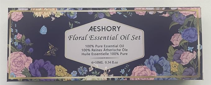 Floral Essential Oils Set - 6x10ML Fragrance Oil for Diffusers, Massage, Aromatherapy, Candle Making - Lavender, Rose, White Tea, Jasmine, Ylang-Ylang, Cherry Blossom Scented Oil - Bloomnest