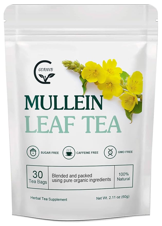Mullein Leaf Tea Bags - Lungs Cleanse and Respiratory Support, Herbal Teas, Caffeine Free, 30 Tea Bags - Bloomnest