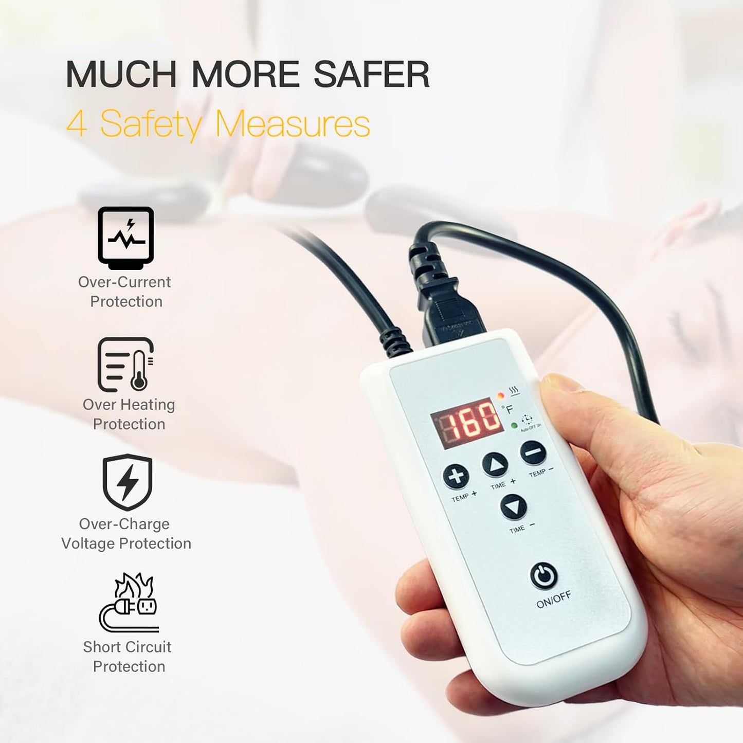 Portable Massage Stone Warmer Set, 20 Pcs Basalt Hot Stones with Heater Kit, Electric Hot Stones Warmer Massager for Professional/Home Spa, Digital Controller Heating Travel Bag (Black)