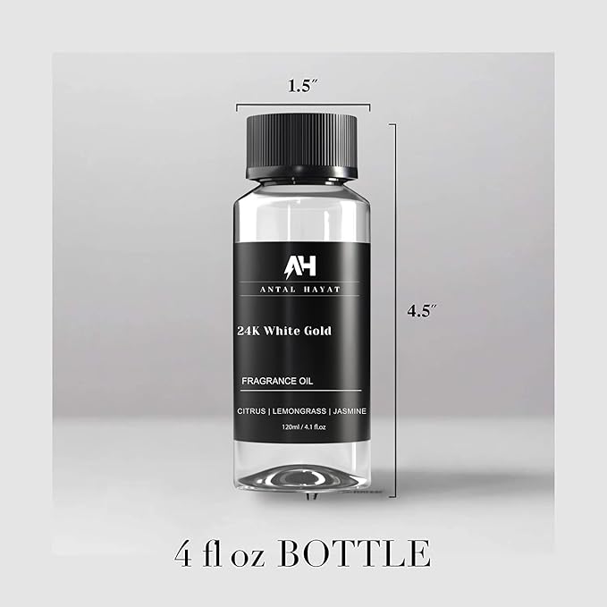 24K Diffuser Essential Oil Scent - Luxury Hotel Inspired Aromatherapy Scent Diffuser Oil - Hints of Zesty Citrus, Floral Jasmine, & Delicate Lily - for Essential Oil Diffusers - 120mL - Bloomnest