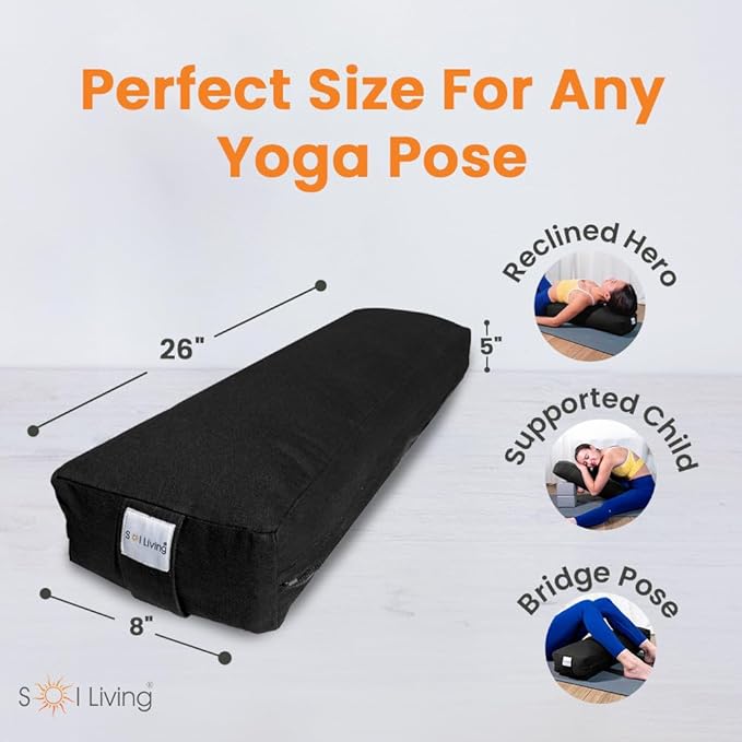 Sol Living Yoga Bolster Pillow Rectangular Meditation Cushion Cotton Meditation Accessories for Restorative Yoga Meditation Pillow Yoga Pillow Firm Body Pillow Bolster Pillow for Legs Removable Cover - Bloomnest