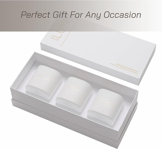 Set of 3 Premium Scented Soy Candles Gift Set | One Life Collection - Orange Blossom, White Tea & White Bloom | Crackling Wood Wick | Luxury Candle Set for Relaxation, Home Décor & Gifts | 9.8oz Each - Bloomnest