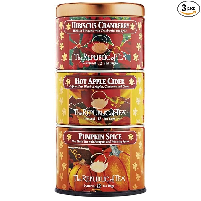 The Republic of Tea – Harvest Stackable Tea Tin, Autumn Assortment, 36 Tea Bags - Bloomnest