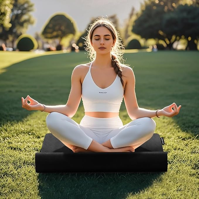 Luxe Velvet Meditation Cushion Set, Zafu Yoga Floor Mat High-Density Foam, 26.4" Large Floor Pillows, Removable Washable Cover for Indoor/Outdoor Use, Metaphysical Mandala Design - Bloomnest