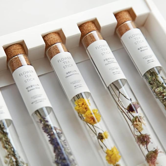KKOKDAM Fancy Korean Tea Gift Set – Premium Flower Tea Stick Variety Pack with Tray - 5 Loose Leaf Blooming Flower Teas - Bloomnest