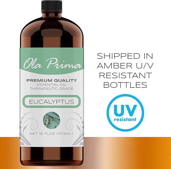 Ola Prima Eucalyptus Essential Oil 16oz Bulk – Therapeutic Grade for Aromatherapy, Diffuser, Stress Ease & Cleaning - Essential Oils - Bloomnest