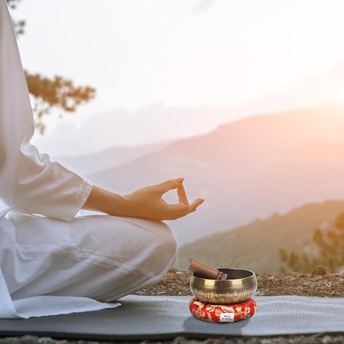 Kmise Tibetan Singing Bowls Set- Handmade in Nepal Meditation Sound Bowls for Yoga, Meditation, Mindfulness, Healing and Chakra Balancing, Stress Relief (5'，Ganesha) - Bloomnest