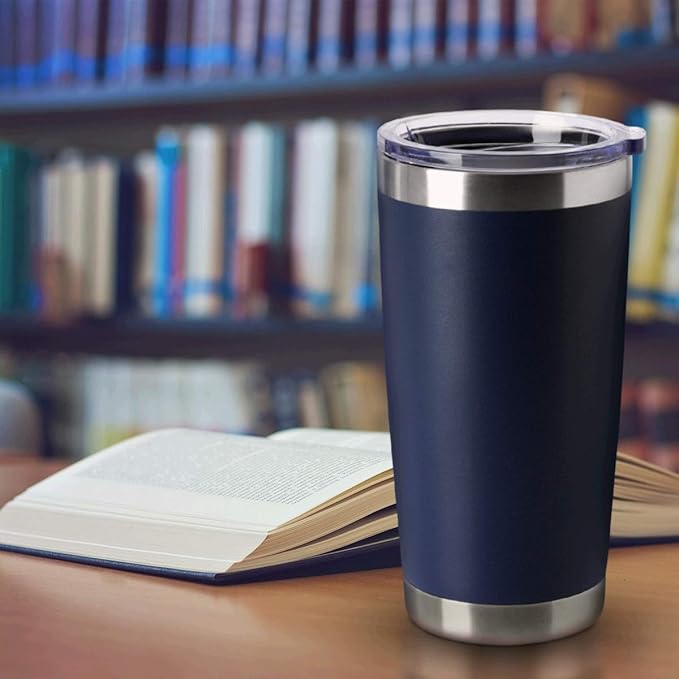 HASLE OUTFITTERS 20oz Tumblers Bulk Stainless Steel Cup with Lid Double Wall Vacuum Insulated Coffee Mug for Cold & Hot Drinks 8 Pack, Navy