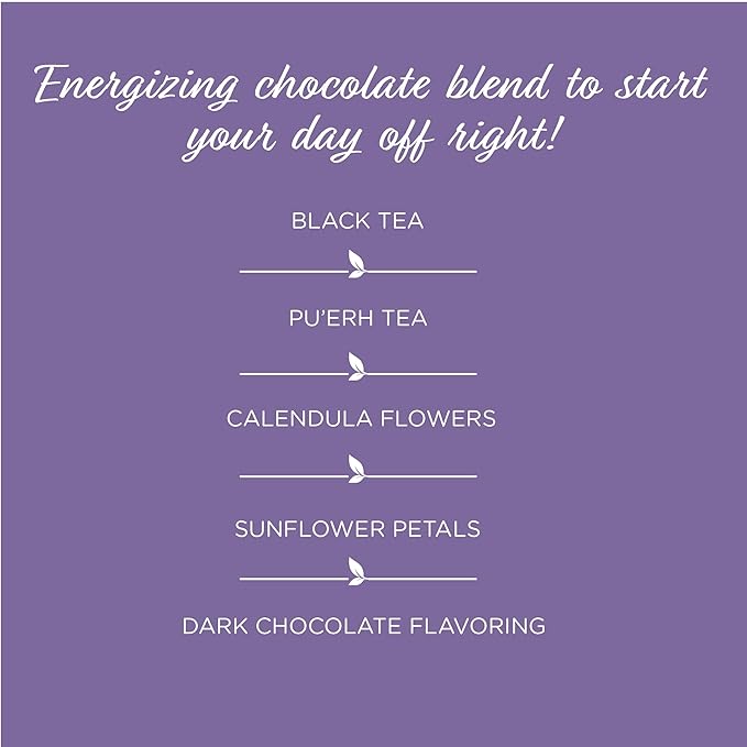 The Tea Spot Bolder Breakfast Tea with Dark Chocolate Flavoring | Blend of Black Tea, Pu’erh Tea, Calendula Flowers, Sunflower Petals, and Chocolate Flavoring | 15 Tea Bags - Bloomnest